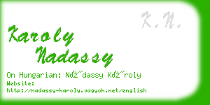 karoly nadassy business card